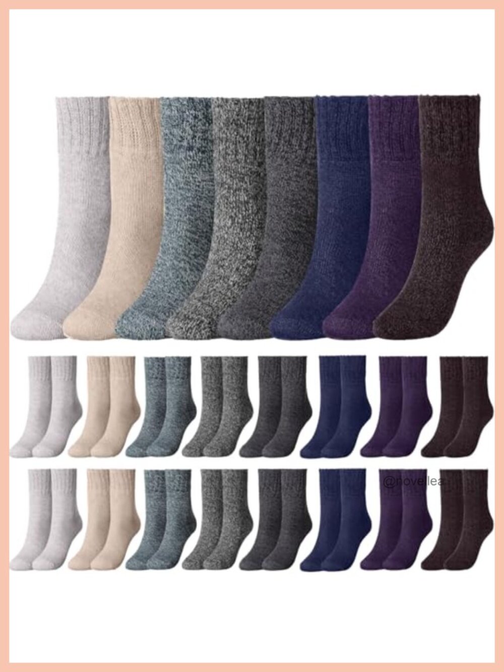 Wool Blend Thick Warm Winter Crew Socks 24 Pairs Womens Shoe 5-9